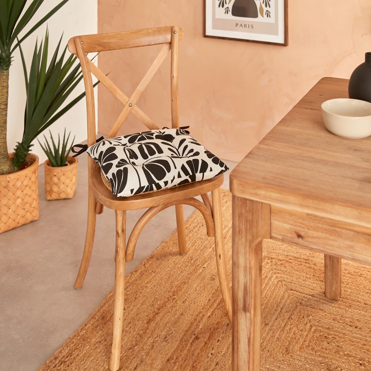Assise de chaise en coton Twisted Lime blanc, EDEN