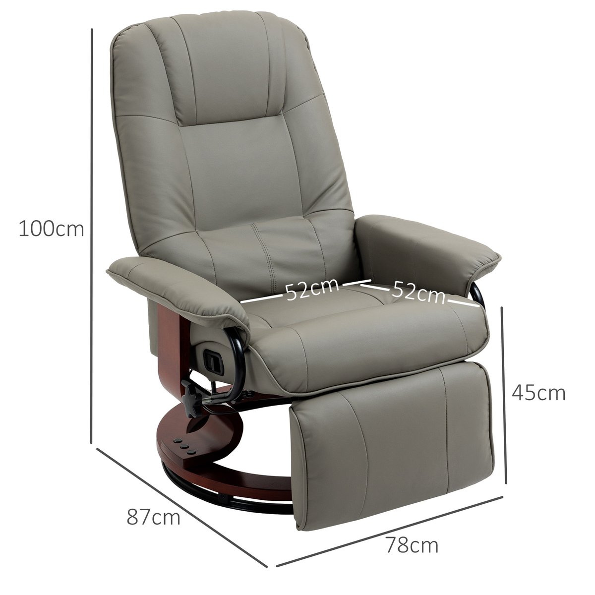 fauteuil inclinable Revêtement synthétique gris, HOMCOM
