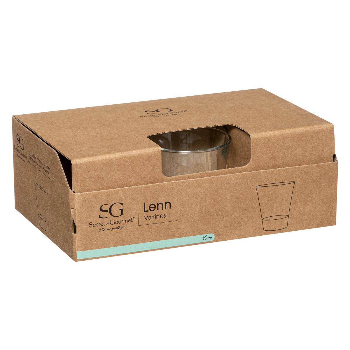 Lot de 6 verrines en verre 11 cl LENN transparent, SECRET DE GOURMET