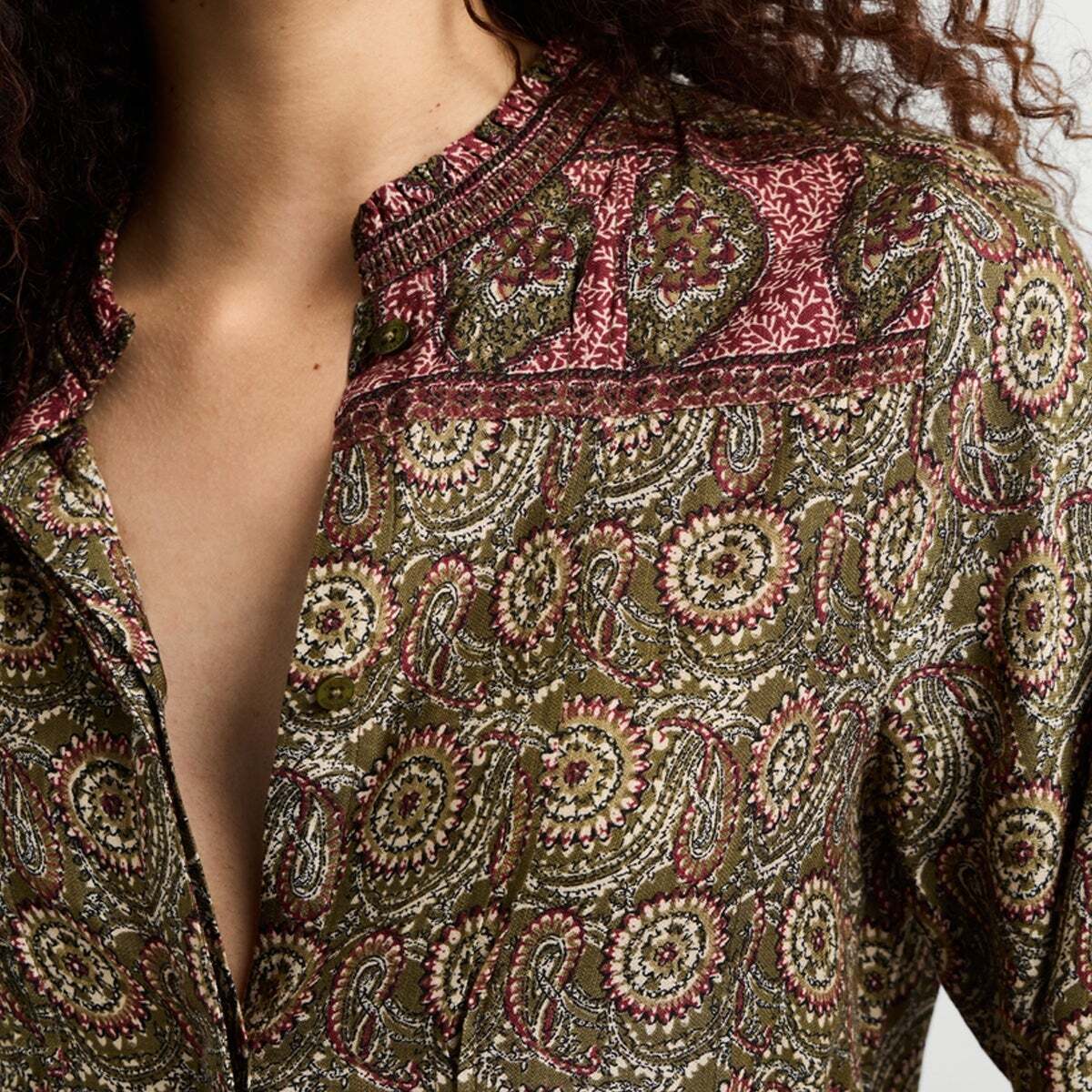 Blouse Fluide À Imprimé Ornemental vert kaki, PEPE JEANS
