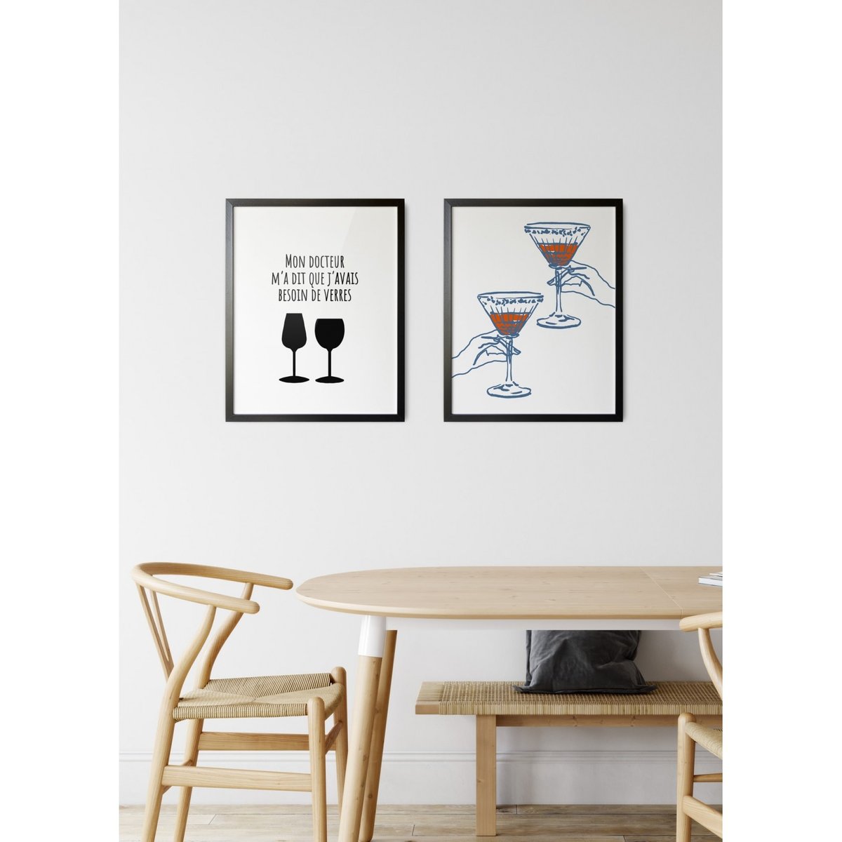 Affiche Verres à cocktail blanc, L'AFFICHERIE