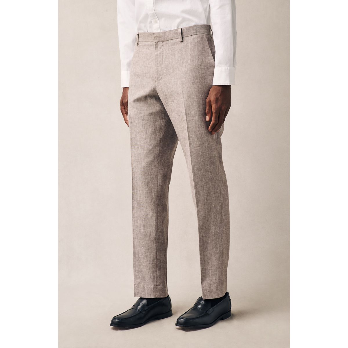 Pantalon de costume ajusté rayé grège, NEXT