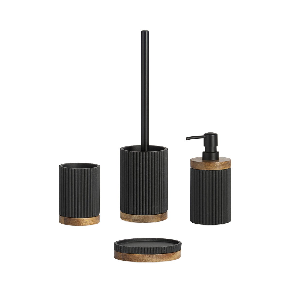 Set salle de bain - Résine noire et bois - LAGO noir et bois, MAISON AUBERTIN