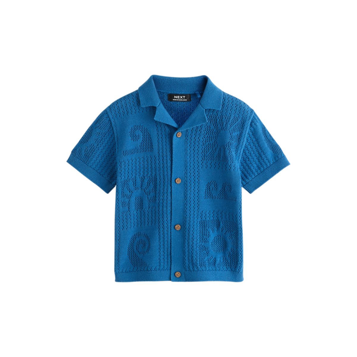 Polo en maille texturée bleu, NEXT