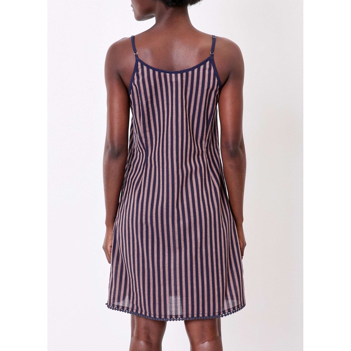 Robe voile de coton bio fines bretelles IONA bleu navy, LA FIANCÉE
