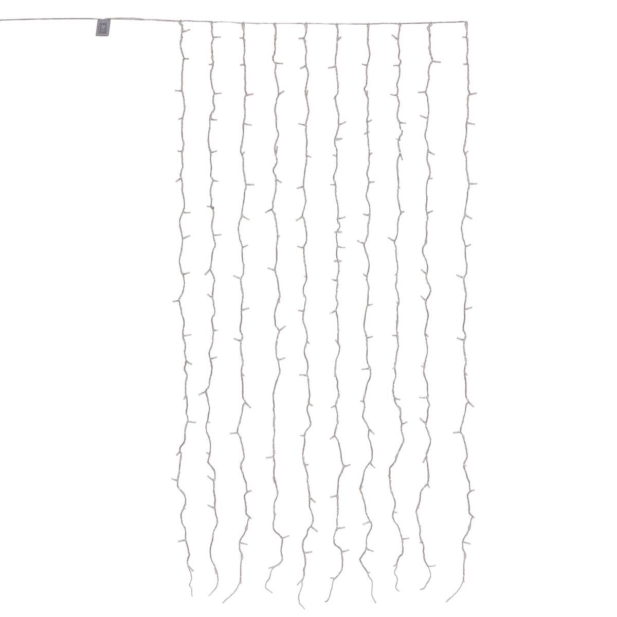 Rideau lumineux de façade d'extérieur 1 x 2 m 200 LED blanc froid à effets avec minuteur sur secteur blanc froid, ATMOSPHERA