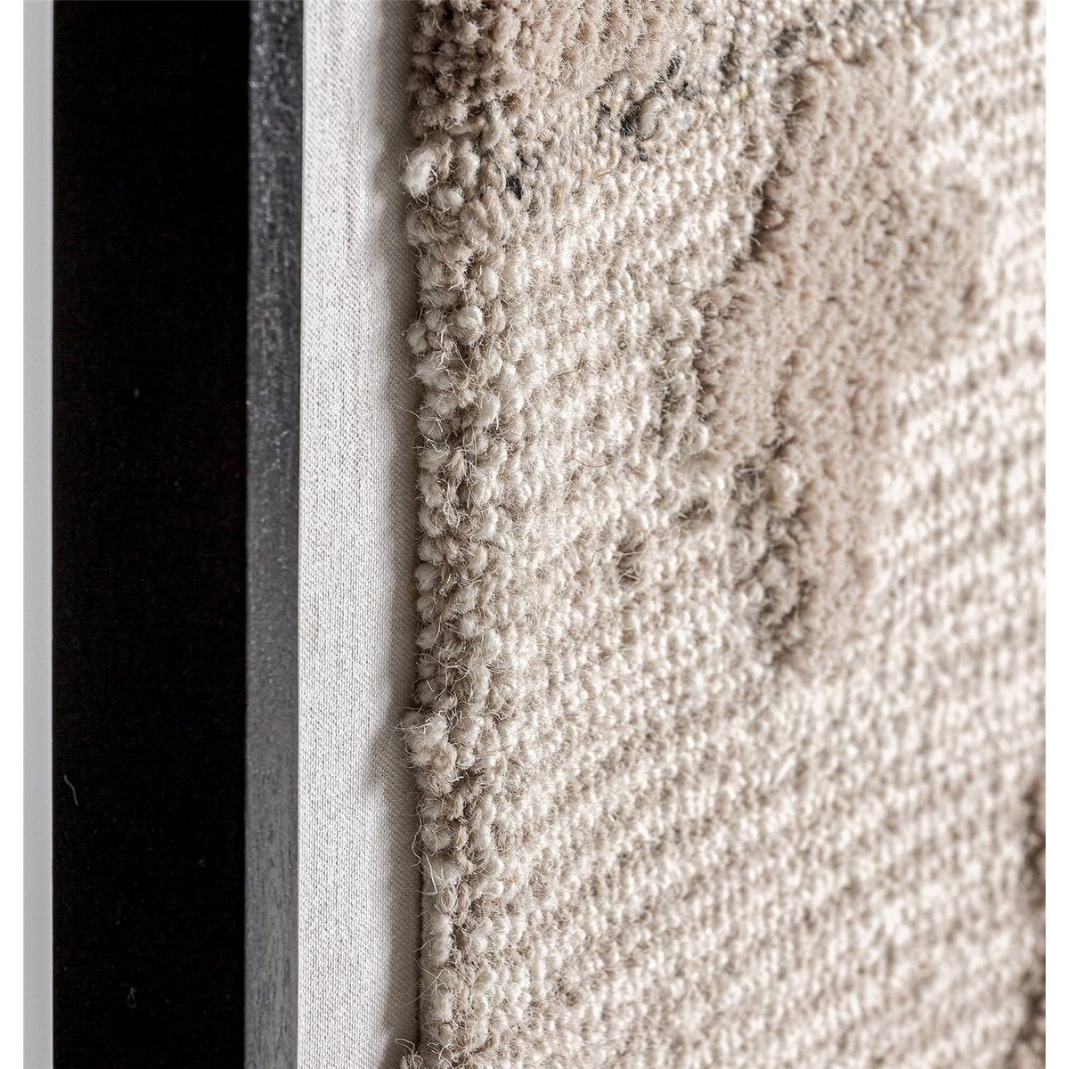 Tableau mural abstrait en coton et bois beige naturel et bois marron, RECOLLECTION