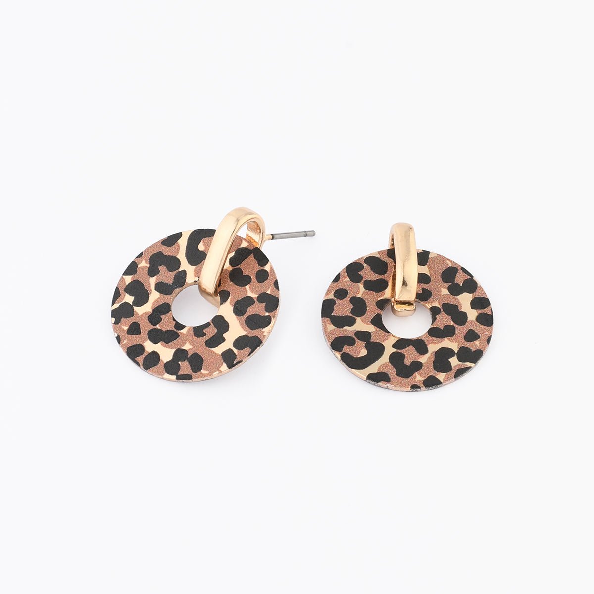 Boucles d'oreilles rondes Balagane imprimé léopard marron, BALABOOSTE