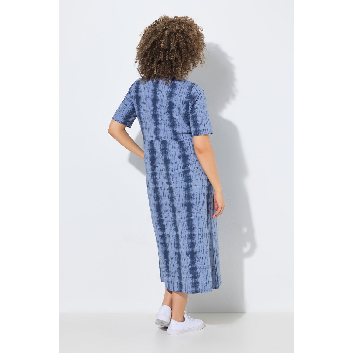 Robe midi avec rayures esprit batik bleu encre, ULLA POPKEN