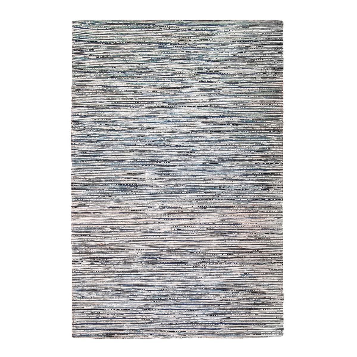 Tapis tressé fausse soie, chanvre, laine   EFFLUVE gris, THE DECO FACTORY