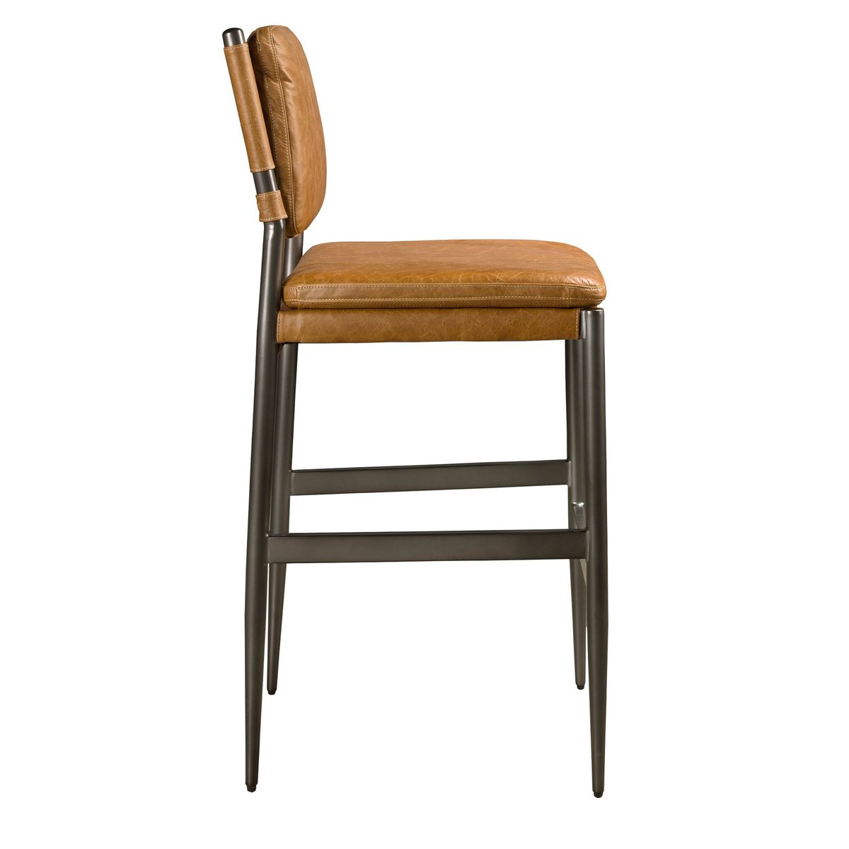 Tabouret en cuir marron marron | acier foncé, ANGEL CERDA