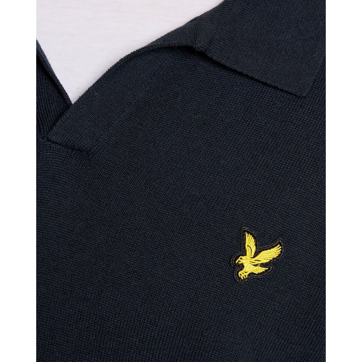 Pull à col polo en coton bleu foncé marine, LYLE & SCOTT