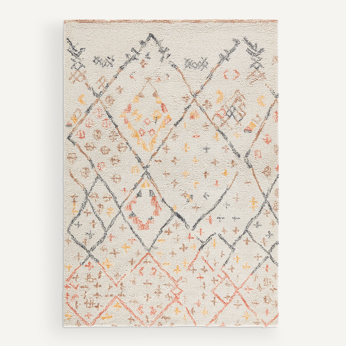 Tapis épais en laine, tufté main, Ashwin ecru/imprimé multicolore, AM.PM