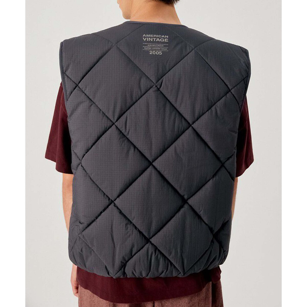 Gewatteerd vest zonder mouwen, YUPIBAM koolstof, AMERICAN VINTAGE
