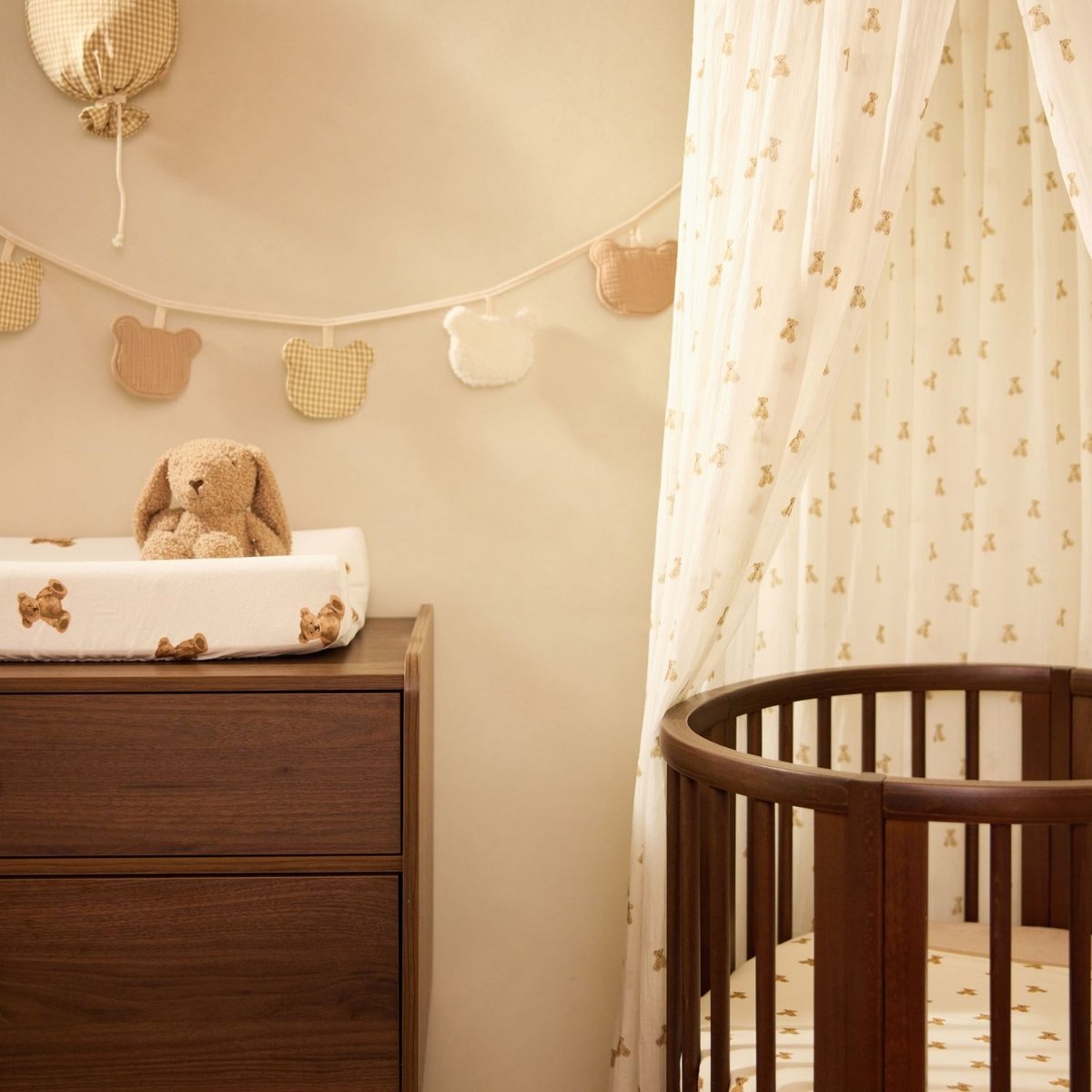 Ciel de lit blanc, beige, marron, JOLLEIN
