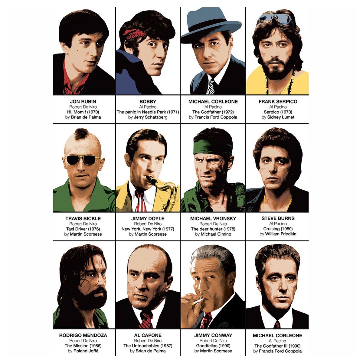 Affiche d'art - Al Pacino and Robert de Niro - Olivier Bourdereau affiche d'art, WALL EDITIONS