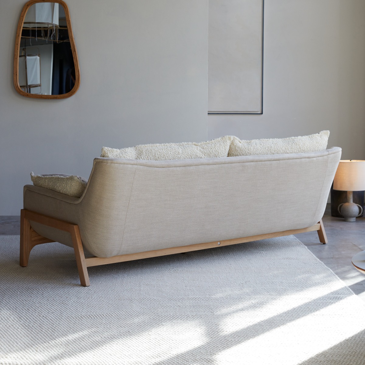 Canapé droit en Tissu massif, WOODNEST beige, TIKAMOON