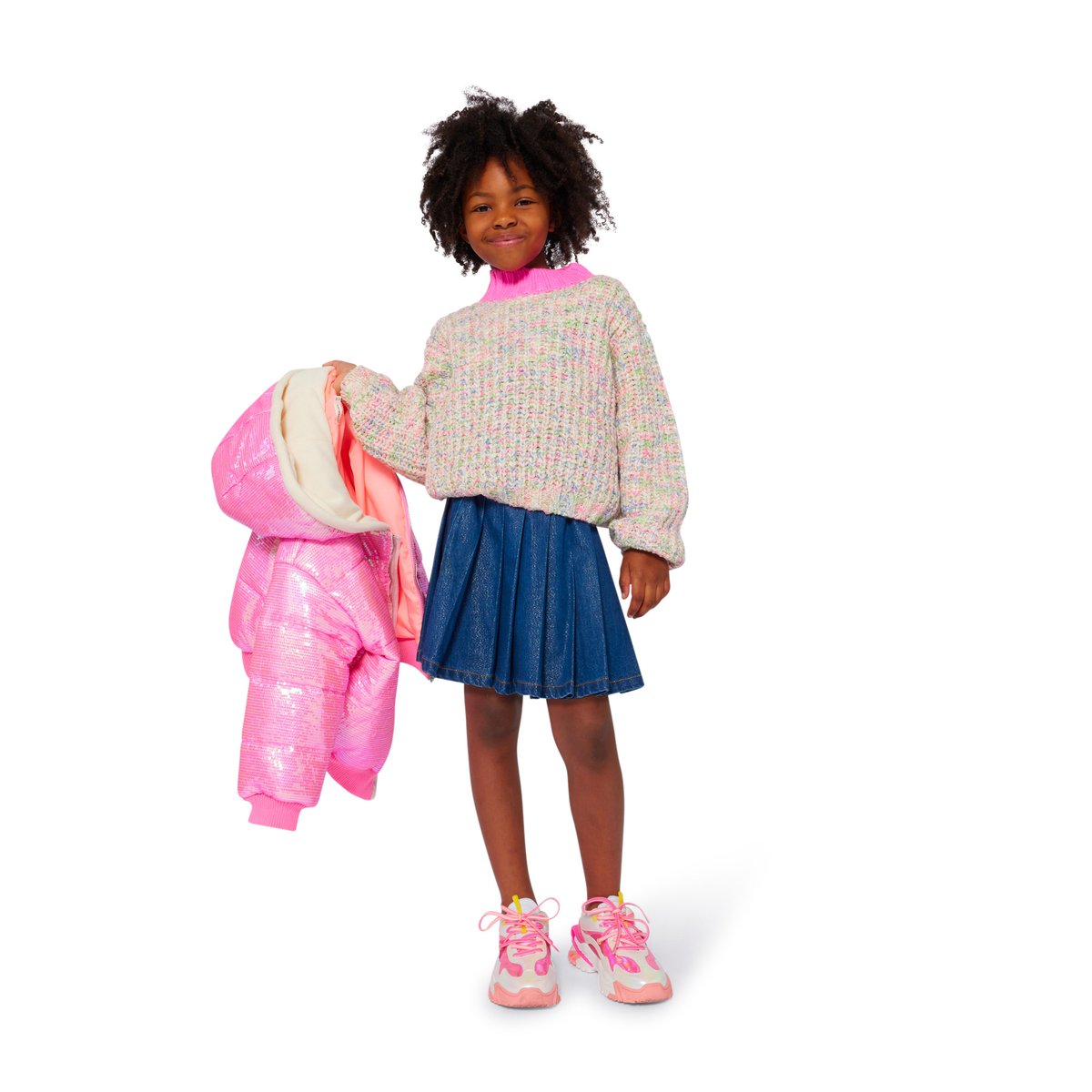 Veste en duvet mi-longue rose flash, BILLIEBLUSH