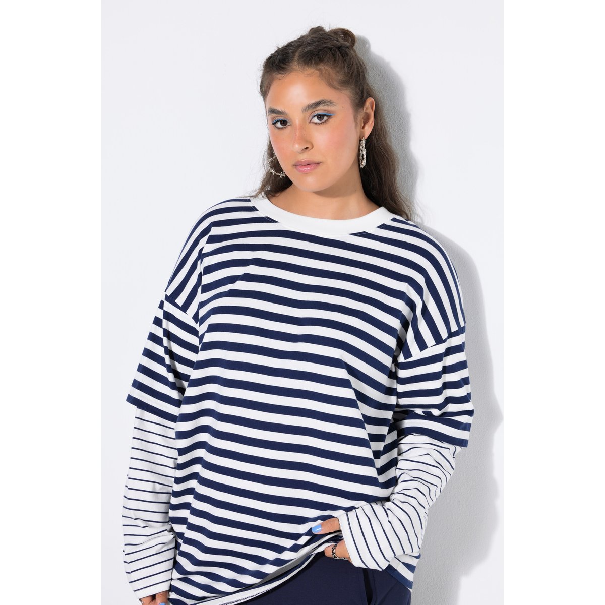 T-shirt à manches longues, coupe oversize bleu nuit, STUDIO UNTOLD