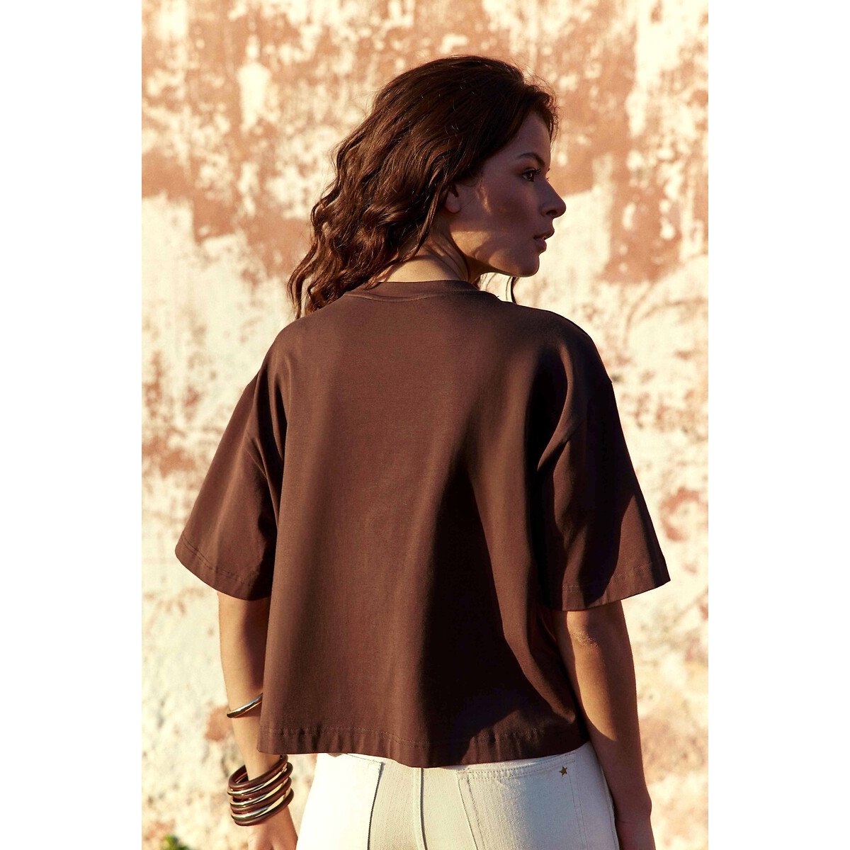 T-shirt ample col rond manches courtes, TAISA marron, LA PETITE ETOILE