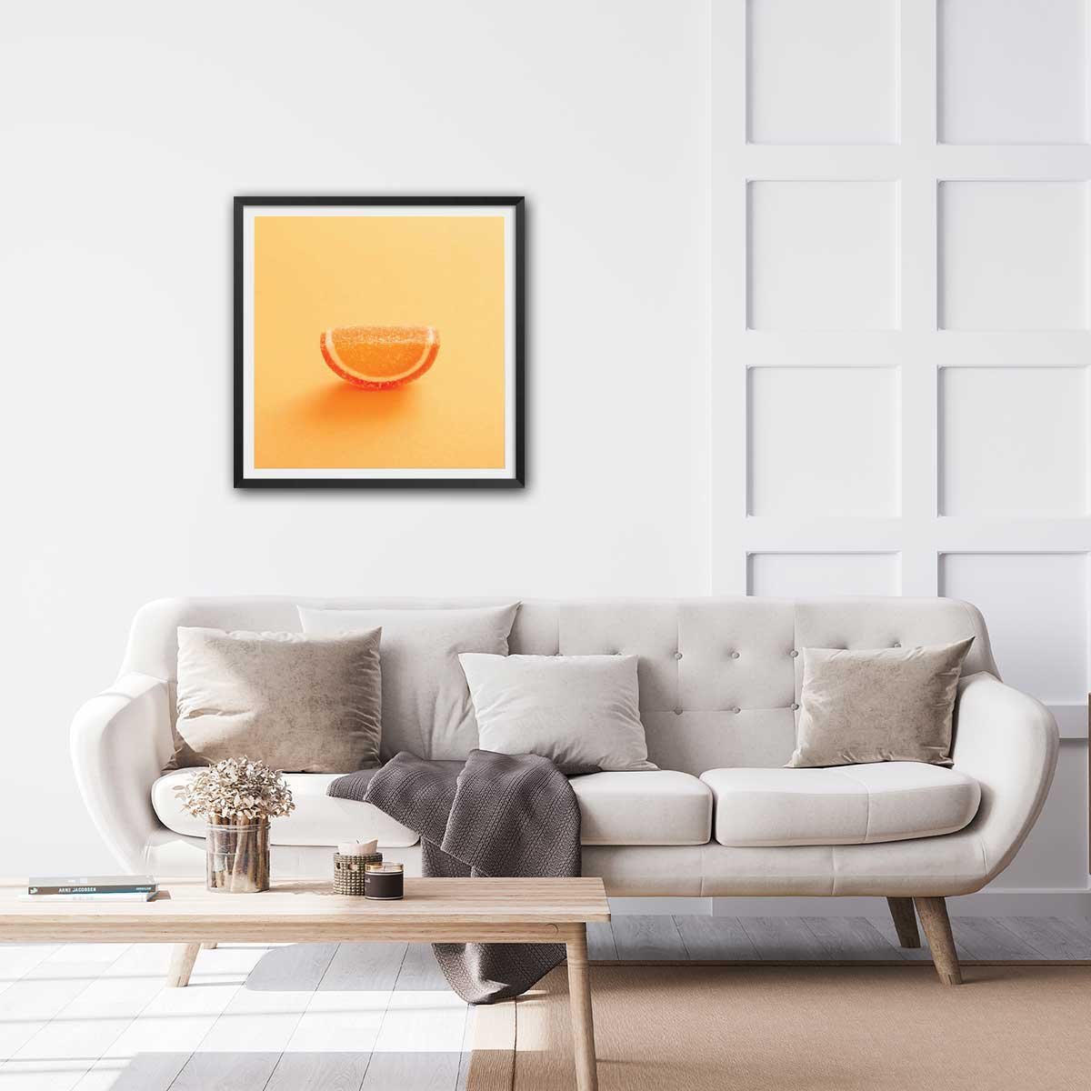 Affiche cuisine bonbon à l'orange affiche + cadre en bois - noir, HEXOA
