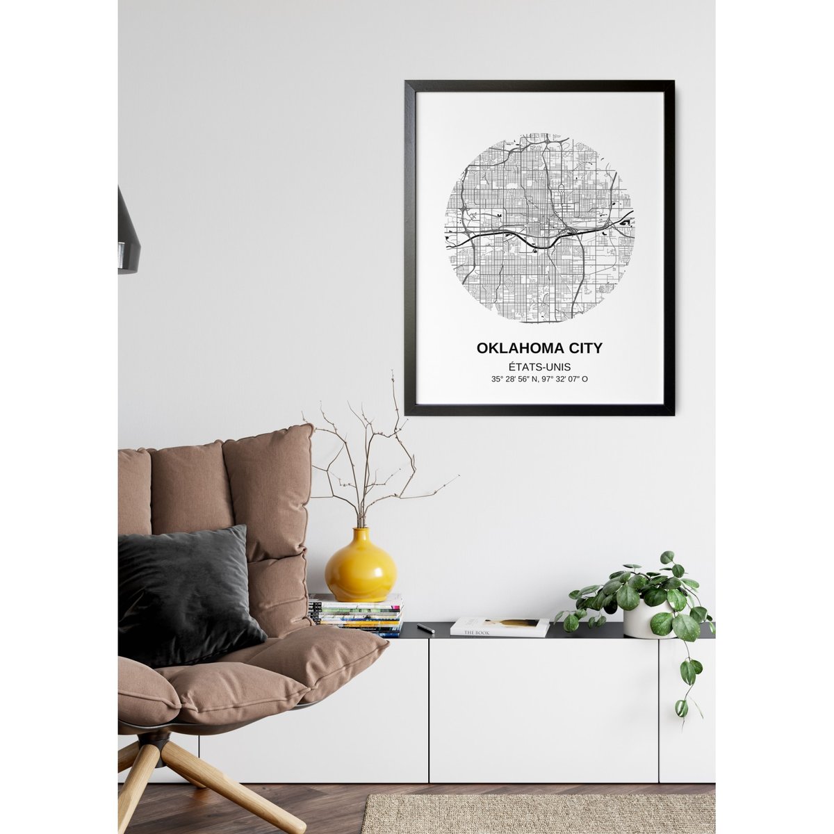 Affiche Carte Oklahoma City blanc, L'AFFICHERIE