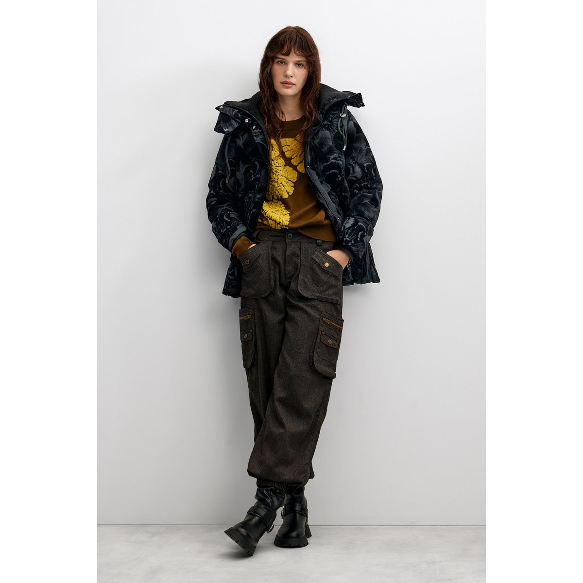 Manteau matelassé court noir, DESIGUAL