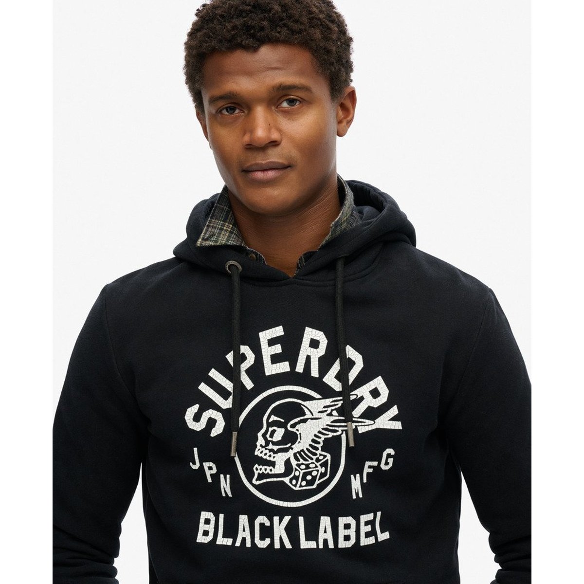 Sweat à capuche Black Label noir, SUPERDRY