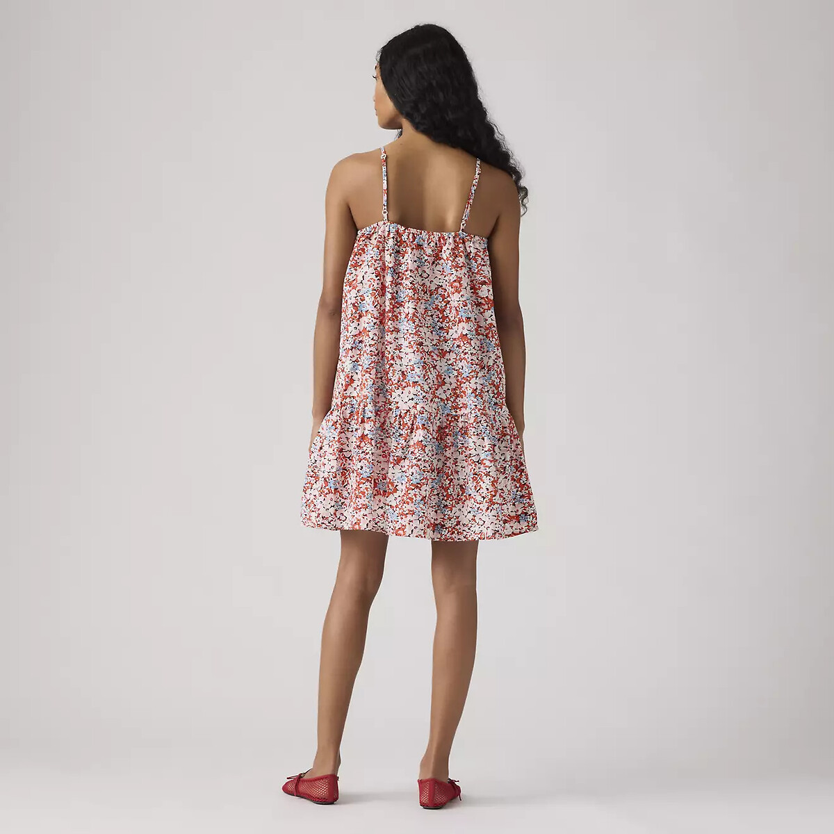 Abito corto con stampa floreale, spalline bianco fantasia a fiori rosa, LEVI'S