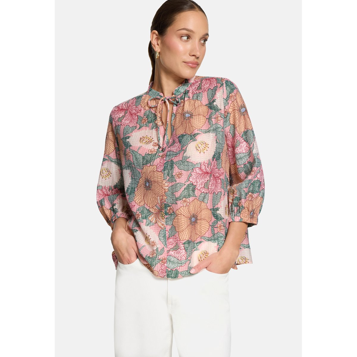 Blouse tunique à imprimé à fleurs rosé/green, ZERO