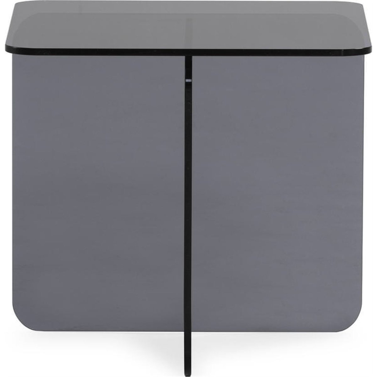Table d'appoint en verre gris fumé, RECOLLECTION