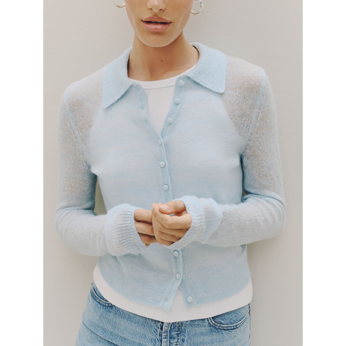 Chemise en maille transparente bleu clair, NEXT