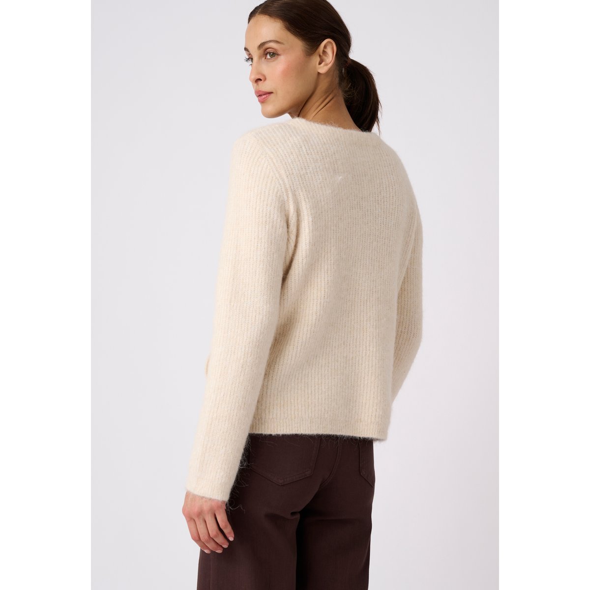 Cardigan maille perlée Thermolactyl marron ivoire, DAMART