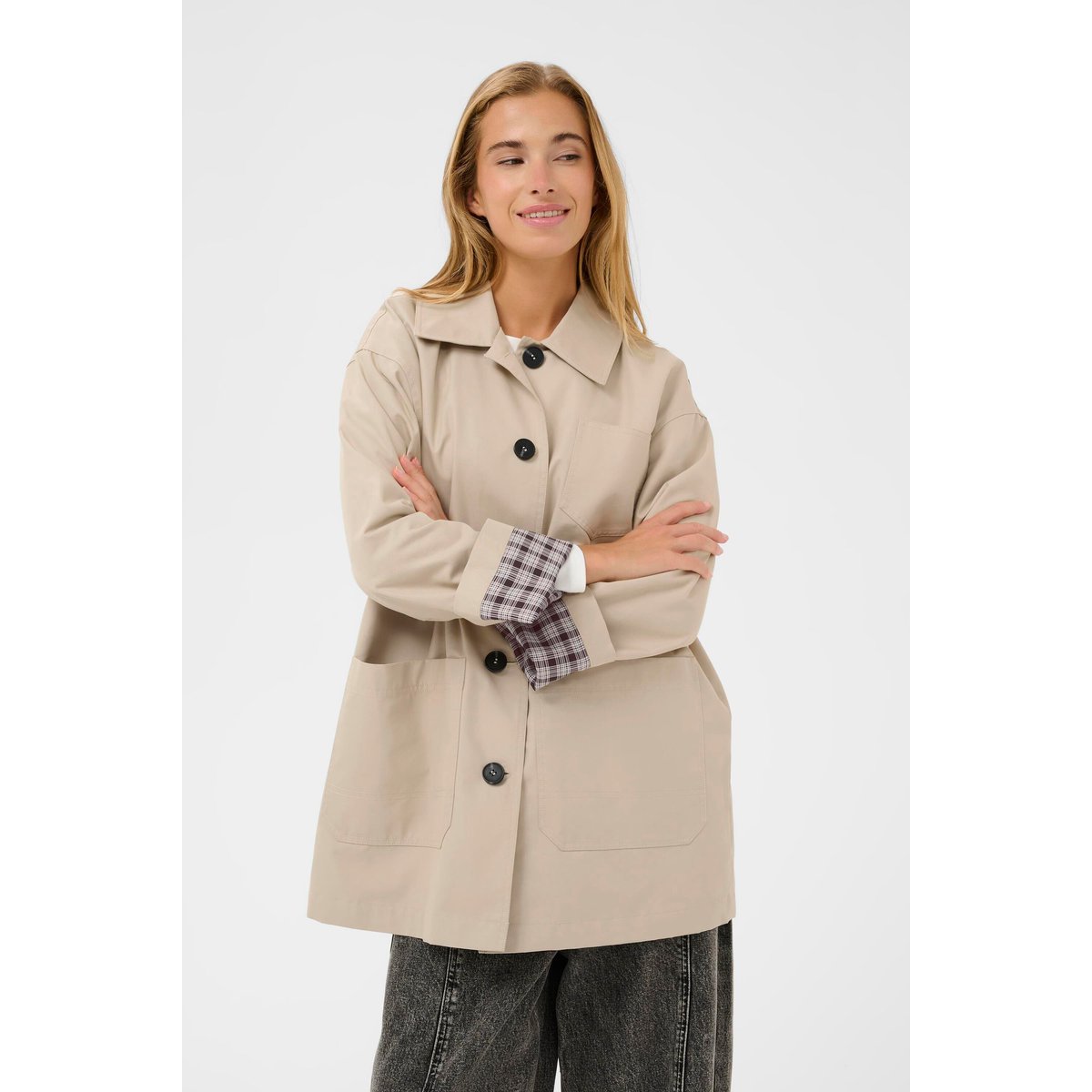 Manteau beige feather gray, KAFFE