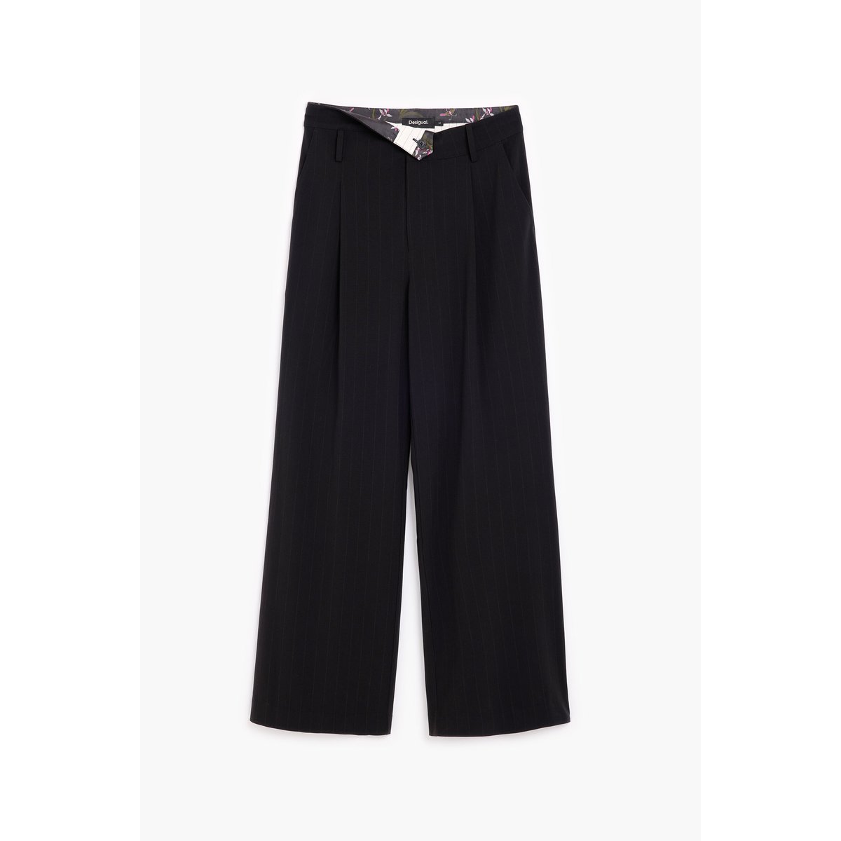 Pantalon à taille retournée noir, DESIGUAL