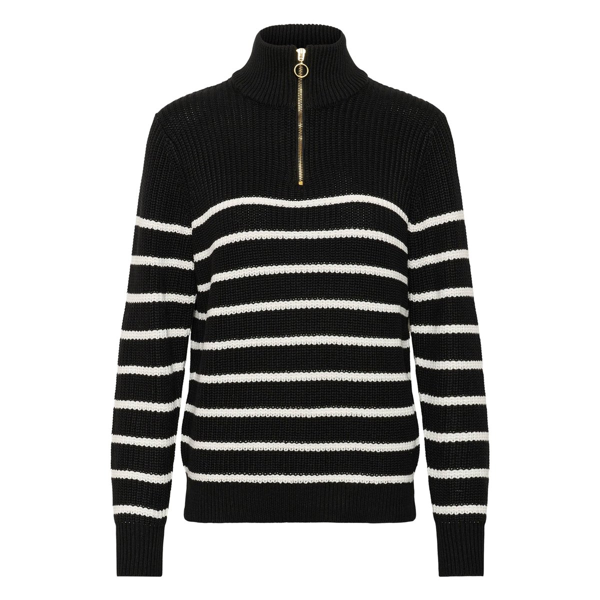 Pullover tricoté noir/blanc rayures, KAFFE