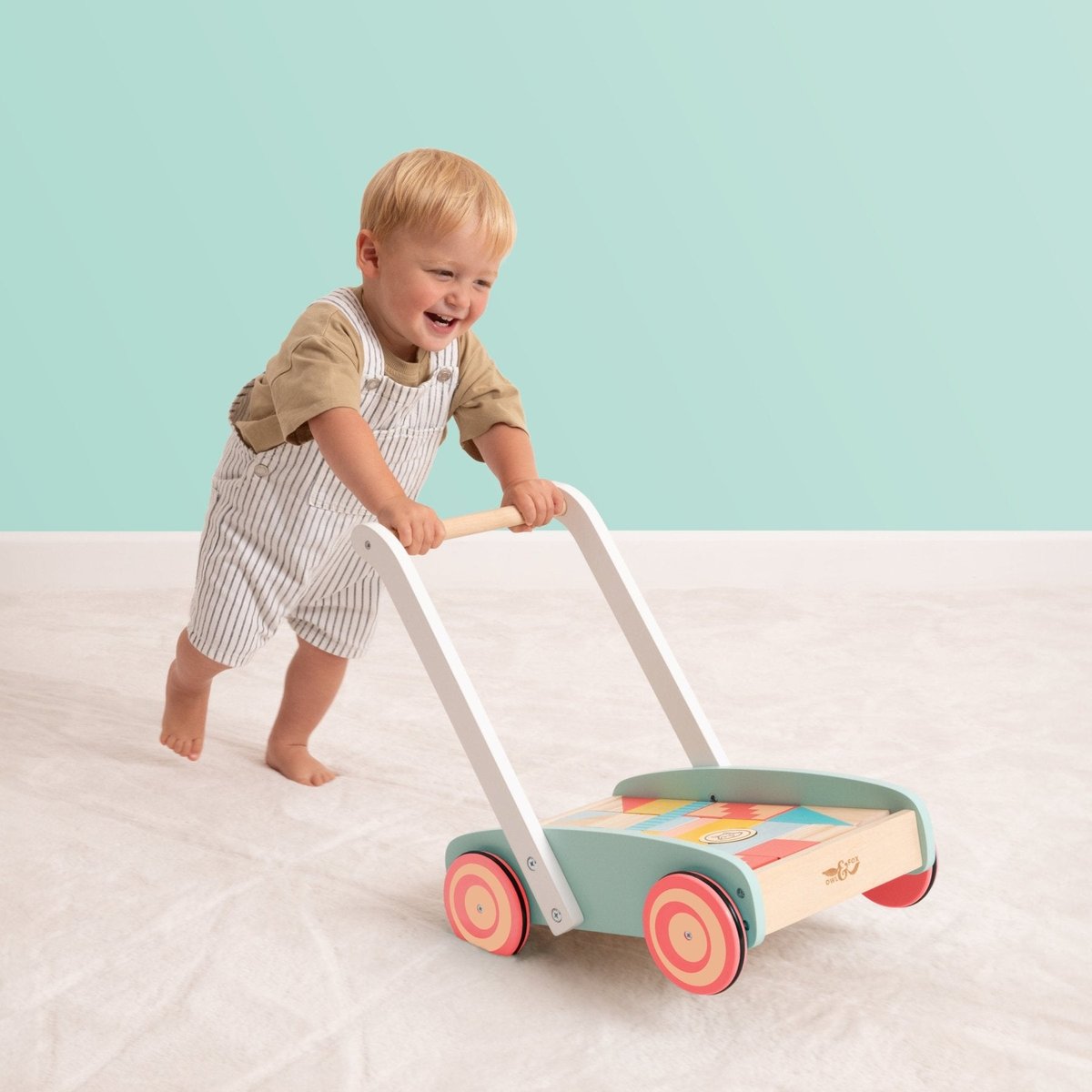 Chariot de marche avec cubes multi couleur, OWL & FOX