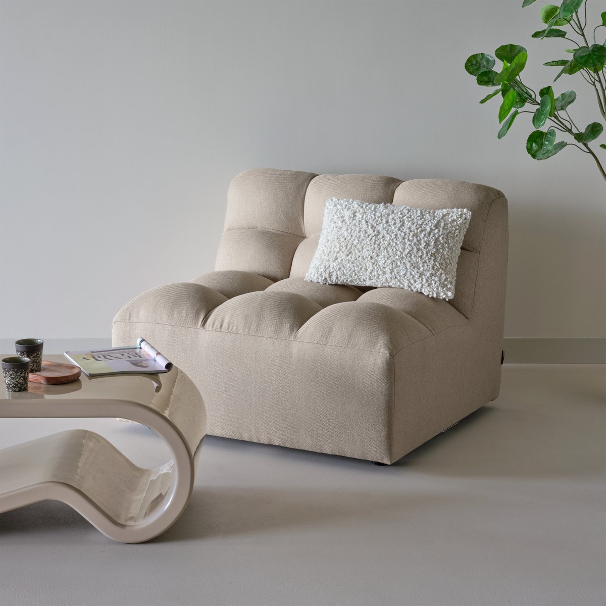 Fauteuil en tissu PEPPER sable, WOOOD