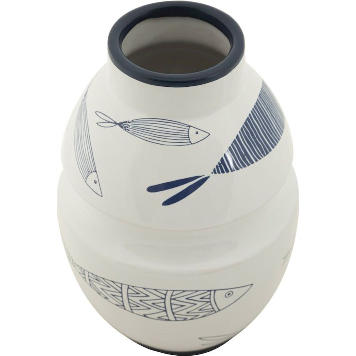 Vase en céramique motif poisson MODERN blanc et bleu, RECOLLECTION