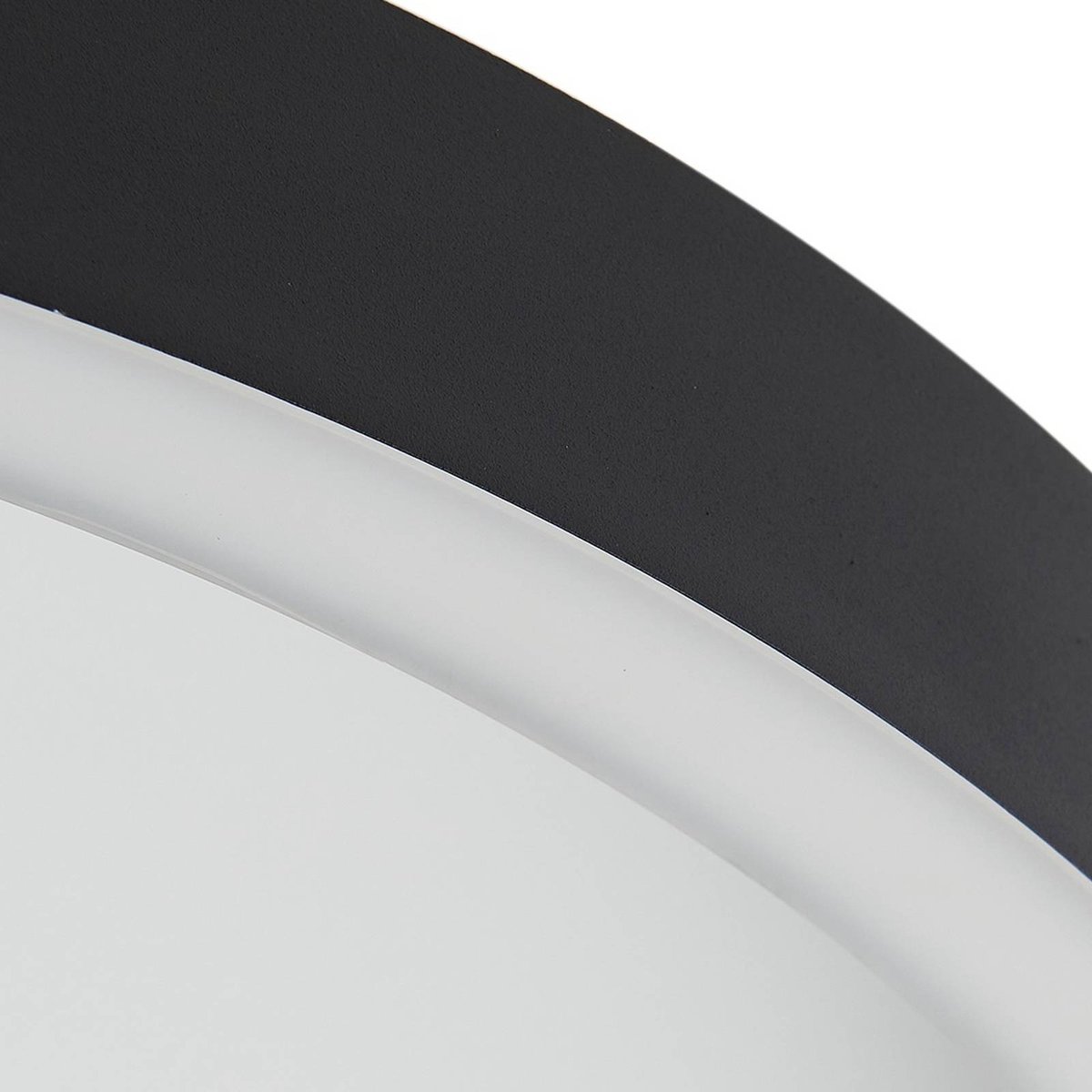 Plafonnier moderneLED, Rotundo noir, blanc givré, LUCANDE