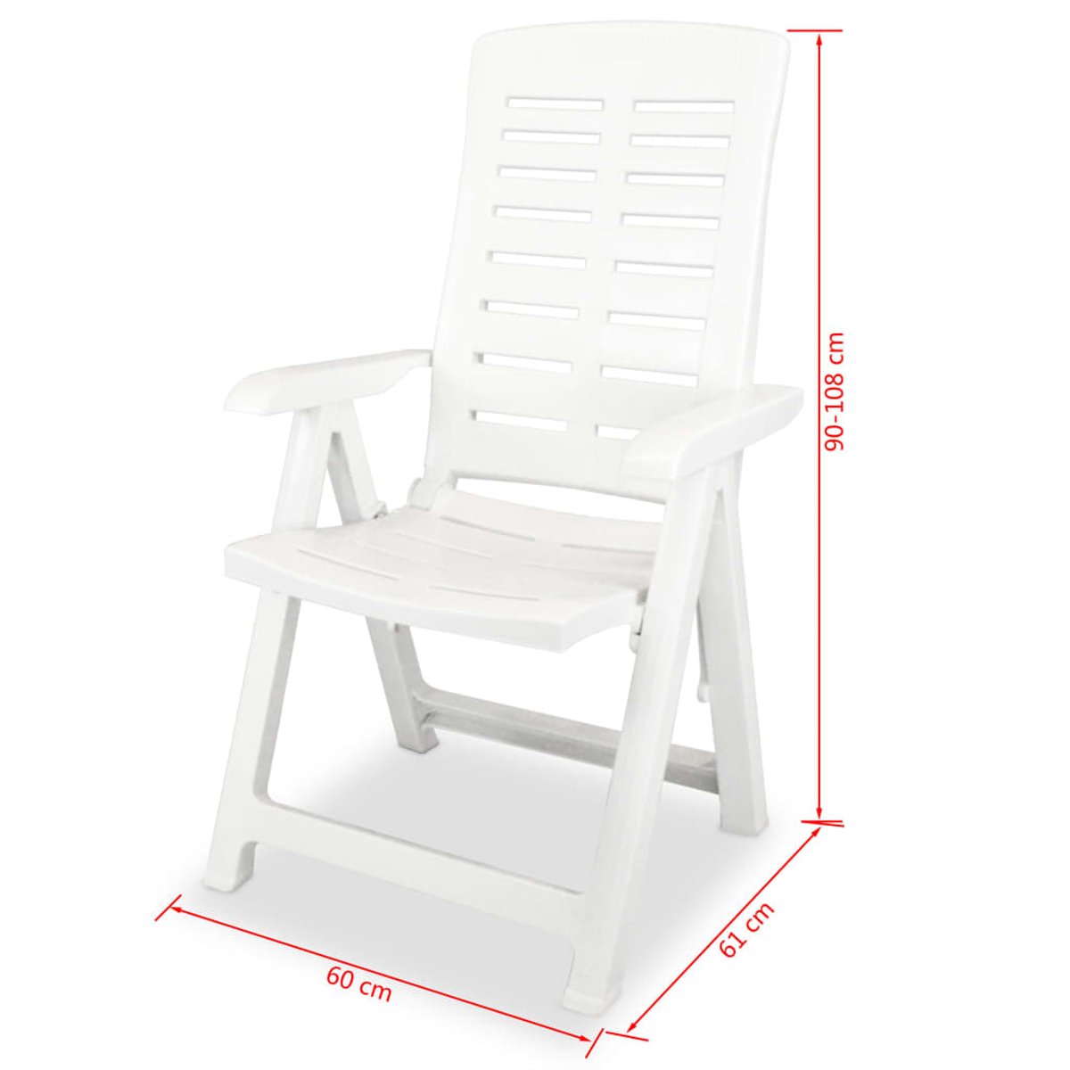 Lot de 2 chaises de jardin inclinables pliables blanc, HOME MAISON
