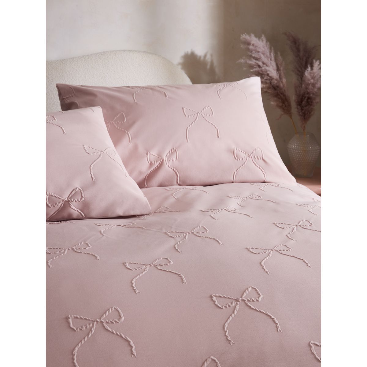 Housse de couette et taie d'oreiller à nœuds rose, NEXT