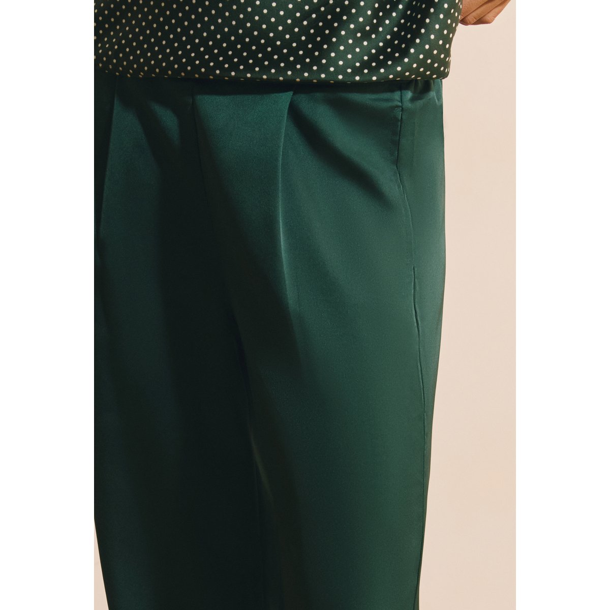Pantalon de pyjama satiné DESIRE vert sapin, ETAM