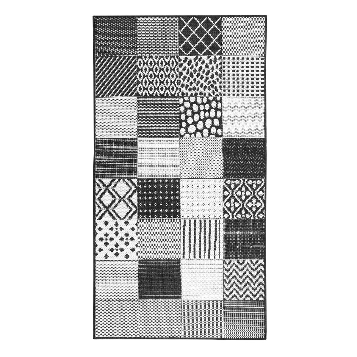 Tapis intérieur extérieur motif patchwork , IN & OUTDOOR CHESTER noir, ESPRIT
