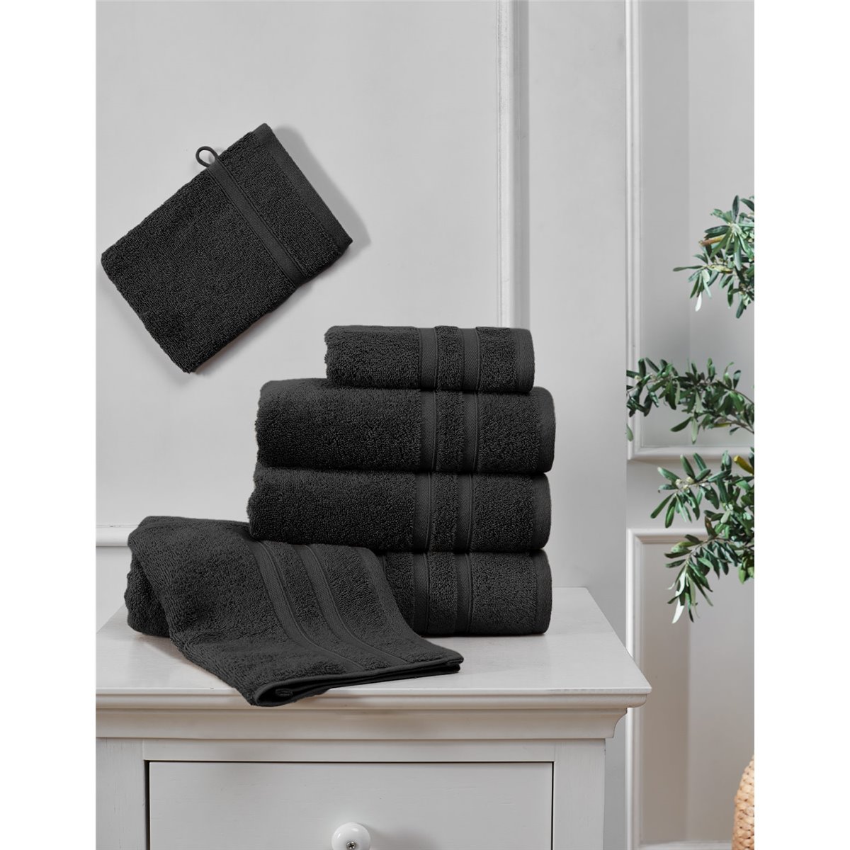 Lot de 2 gants en coton biologique 520 g/m² BIO ORGANIKA carbone, SENSEI MAISON