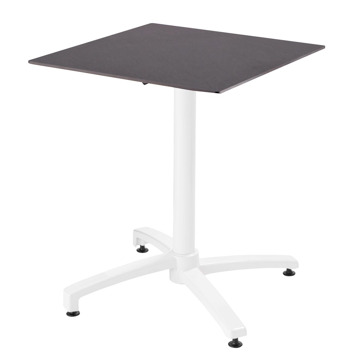 Table 60x60 cm inclinable stratifiée avec pied blanc et chaises en métal, OPERA blanc, OVIALA