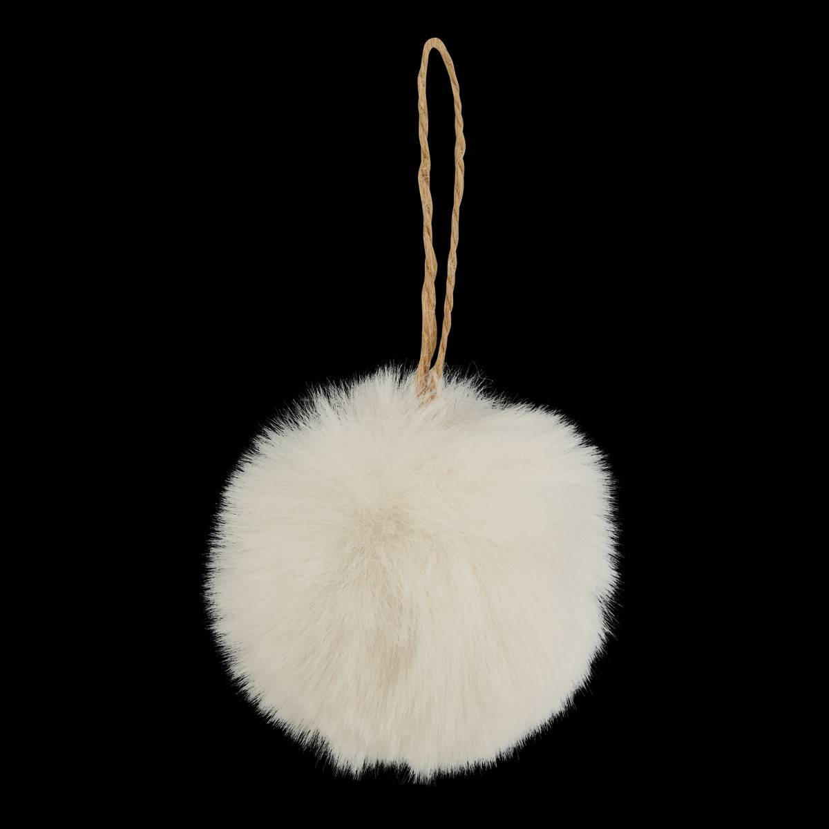 Boule de Noël en imitation fourrure rouge et blanc D. 80 mm blanc, FEERIC LIGHTS & CHRISTMAS