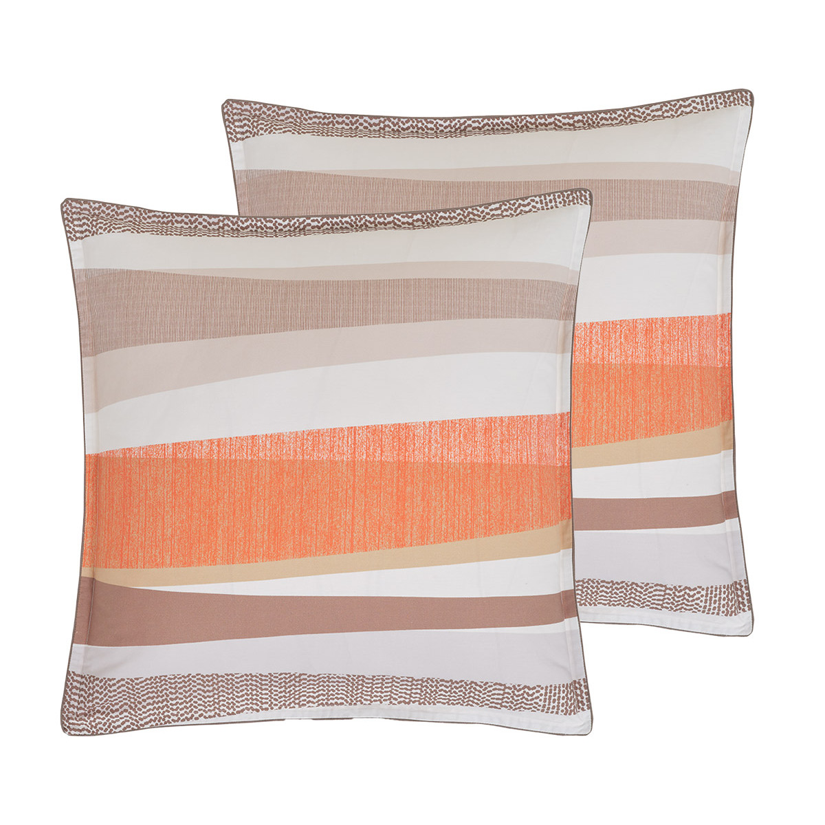 Parure de lit avec 2 taies 65x65 cm en percale YAKOUBA ficelle, SENSEI MAISON