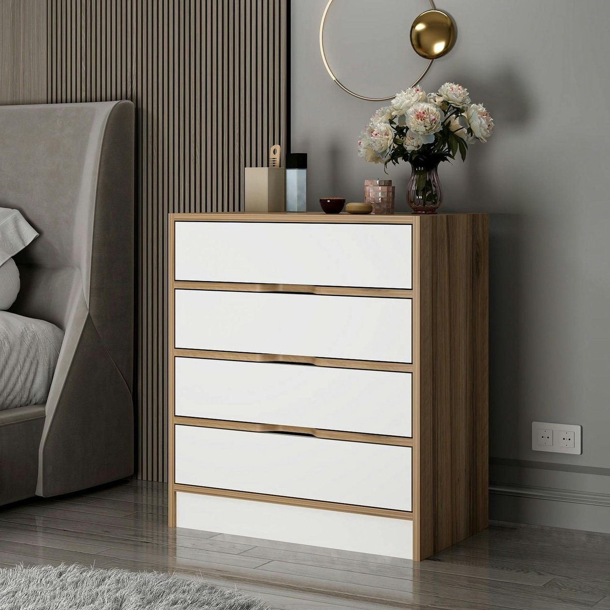 Commode 4 tiroirs BYRON blanc, PIER IMPORT