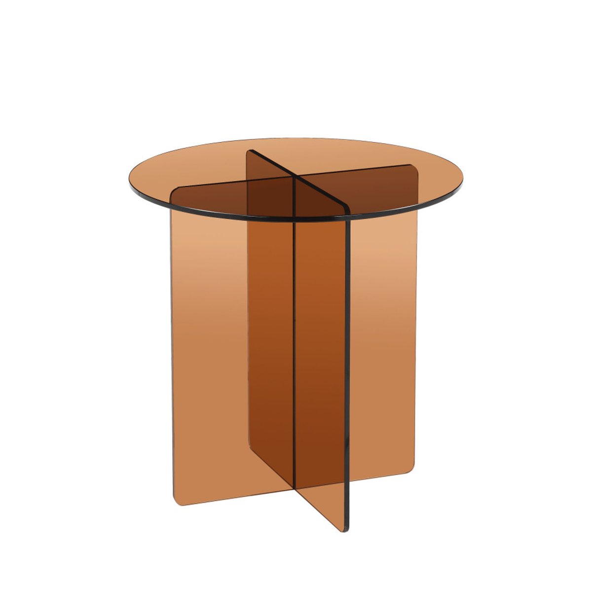 Table d'appoint ronde en verre  45cm- BOSTON marron, DRAWER